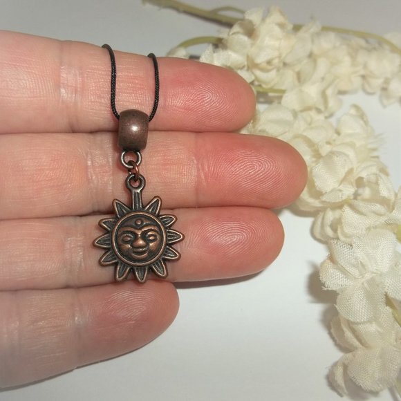 Boho Copper Necklace Sun Celestial Jewelry Gift Idea Unisex Pendant Charm C839 - Picture 7 of 10